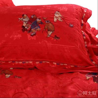 传统与品质的完美融合 宝柔家纺婚庆绣花四件套全棉大红十件套简评